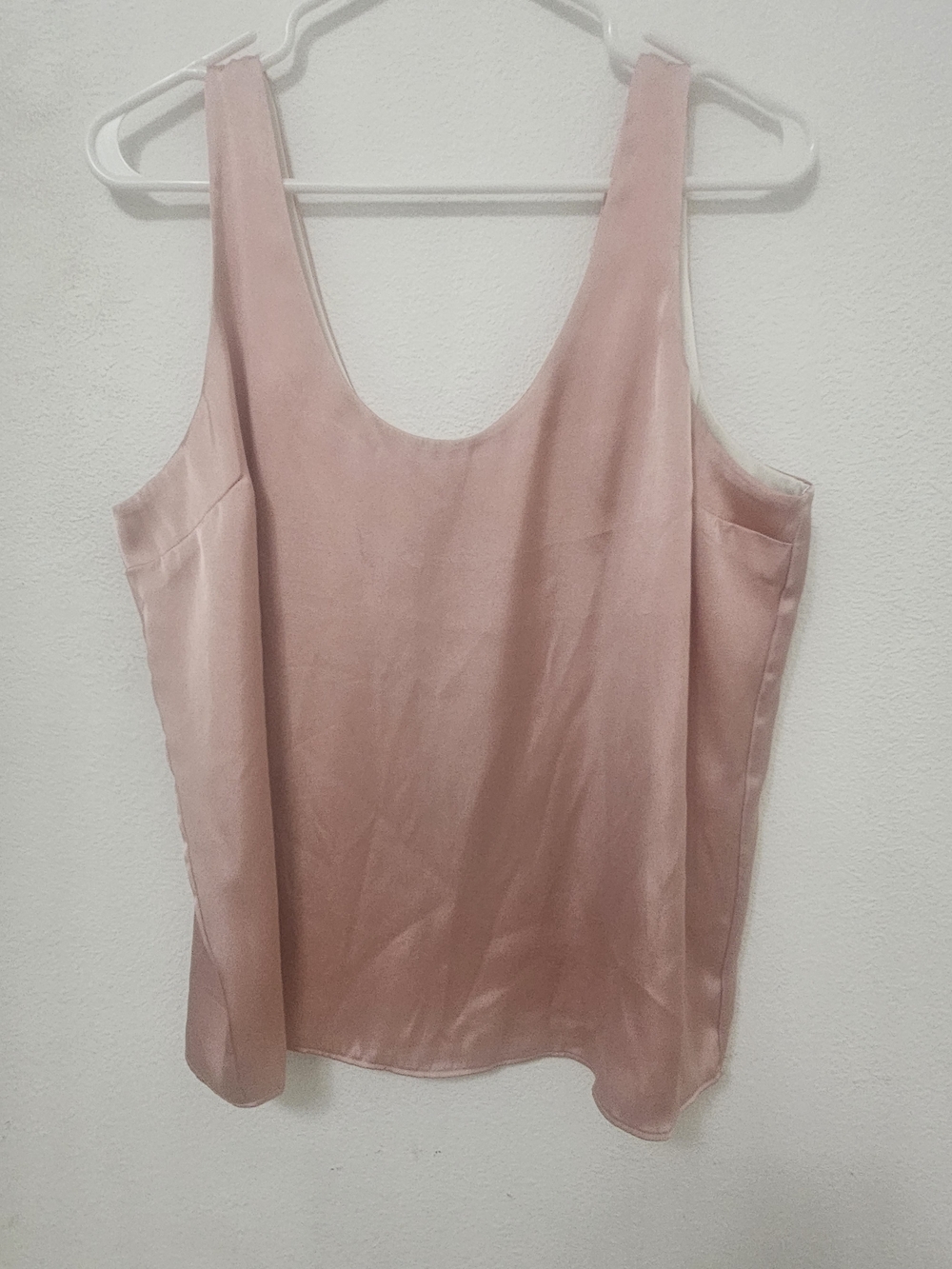 Express Reversible Blush Rose And White Satin Scoop Tank